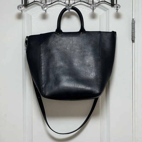 Madewell Abroad Black Leather Crossbody Tote Bag - Picture 5 of 15